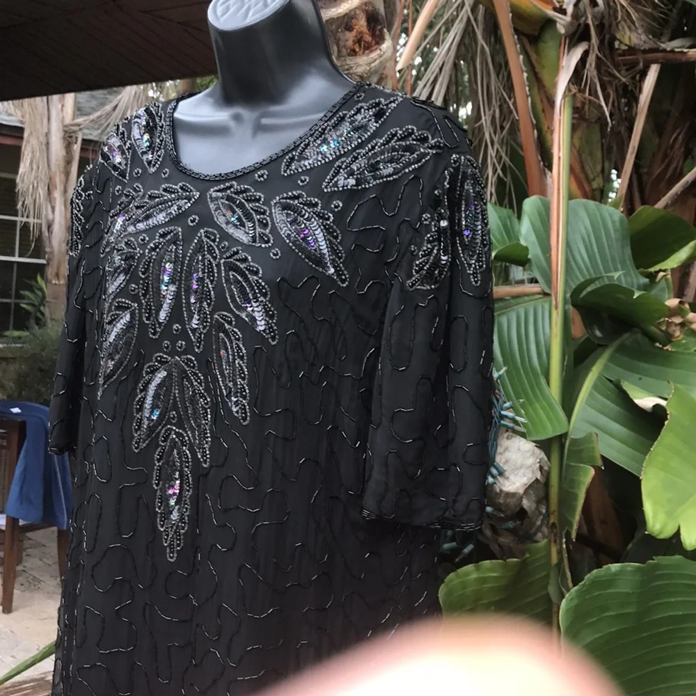 Vintage pure silk beaded and sequin dress